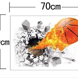 3D Self-Adhesive Removable Fireball Break Through The Wall Vinyl Wall Stickers Art Decals Mural Decorator Flying Fire Basketball (Basketball) - Image 2