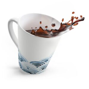Abstract Rainbows Latte Mug Full Printed Pink Cup Unusual Print; Hat Favorite Coffee Cup Blue Waves Ceramic Mug 12 oz - Image 4