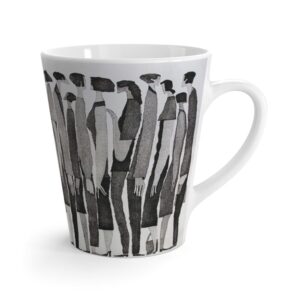 Human Line Latte Mug Full Printed Pink Cup Unusual Print; Hat Favorite Coffee Cup Abstract People Ceramic Mug 12 oz - Image 3