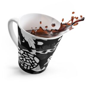 Abstract Leaves Latte Mug Full Printed Pink Cup Unusual Print; Hat Favorite Coffee Cup Black and White Ceramic Mug 12 oz - Image 4