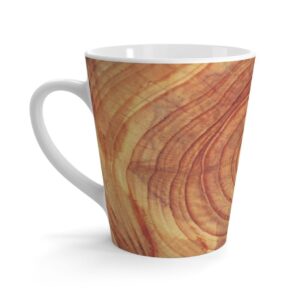 Wooden Pattern Latte Mug Full Printed Pink Cup Unusual Print; Hat Favorite Coffee Cup Tree Inside Ceramic Mug 12 oz - Image 3