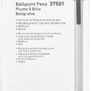 Business Source - Ballpoint Stick Pens - Black - Medium Point - Pack of 12 (37501) - Image 3