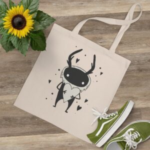 ECO Handbag Love Cartoon- Travel Tote Bag - Cotton Shopper Hand bag Unusual Style - Image 2