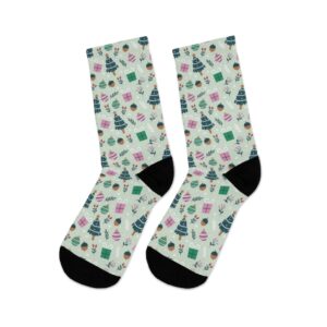 New Year Mood Socks Full Printed Socks Funny Print Unisex Print Men Socks Women Socks Food Sublimation Socks Best Gift Merry Christmas Garland Snow Stars - Image 3